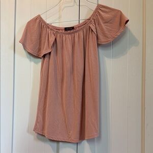white birch Blush Pink Off-Shoulder Flutter Sleeve Top